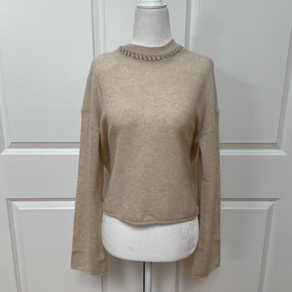 Ribbon-Trim Cropped Sweater in Cashmere